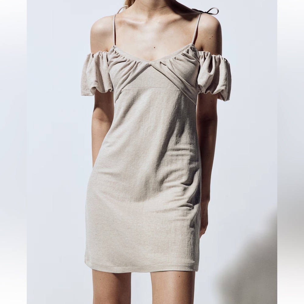H&M Strapless Beige Dress